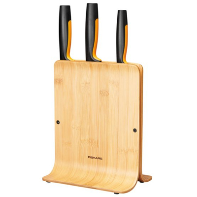 Set thika Fiskars Bamboo, 3 copë, zezë/portokalli