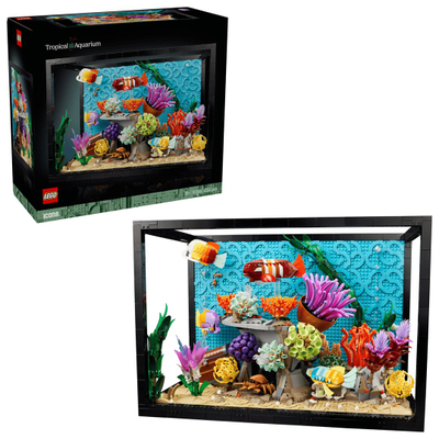 Set ndërtimi dekorativ Tropical Aquarium, model akuarium tropikal, shumëngjyrësh
