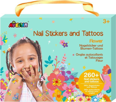 Ngjitëse dhe tatuazhe për thonj me lule, decorative, shumëngjyrëshe
