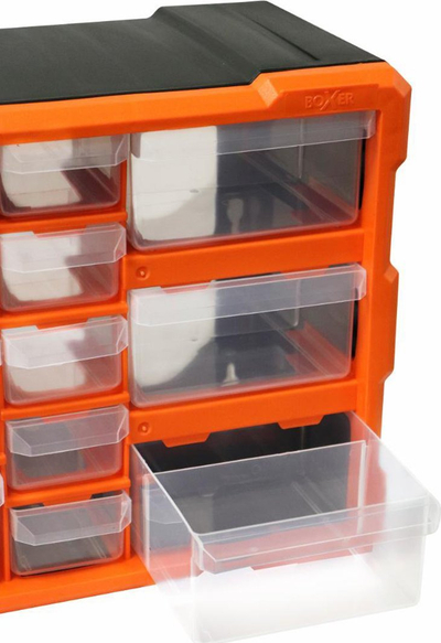 Kuti organizuese Boxer Assortment Box, me 22 sirtarë, plastike, transparente