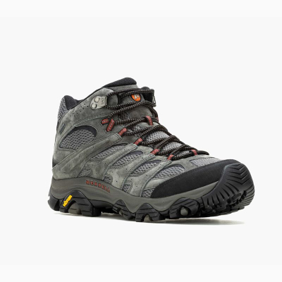 Këpucë malore Merrell Moab 3 Mid GTX, për burra, Gore Tex, Vibram, gri