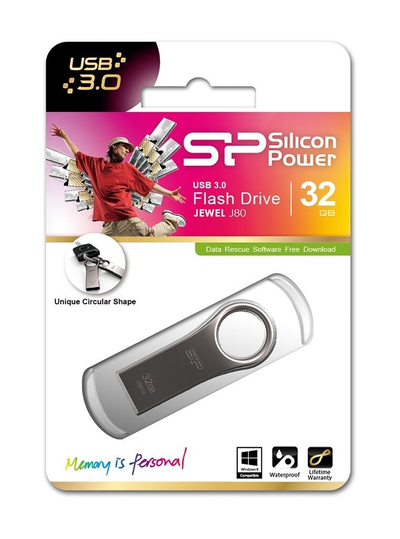 USB Silicon Power Jewel J80, 32GB, 3.2, e zezë