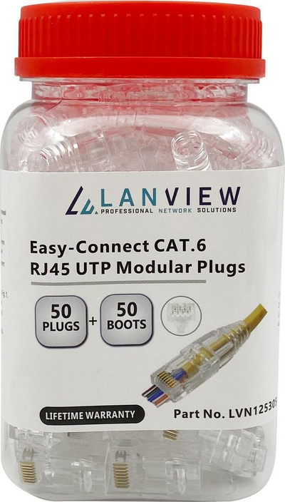 Konektor rrjeti Lanview RJ45 UTP, Cat6, set 50 copë, transparent