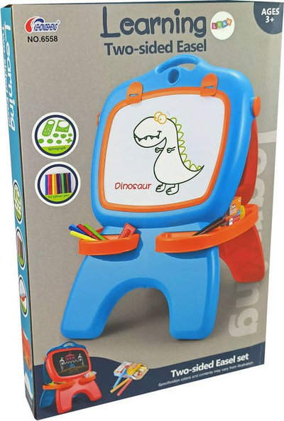 Dërrasë dyanshme magnetike LeanToys, me shkumësa dhe marker, blu e kuqe