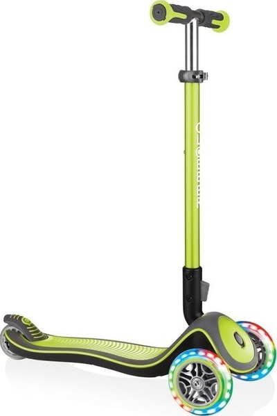 Детски тротинет Globber Elite Deluxe Lights, 3 тркала, со LED светла, зелен