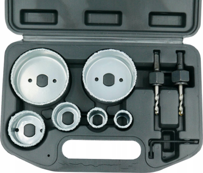 Set sharra rrethore tungsten Geko, 22-73mm, 9 copë, argjendtë