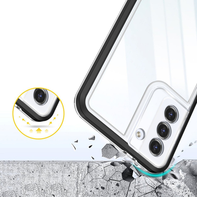 Këllëf telefoni Armor për Samsung Galaxy S23+, 3n1, i tejdukshëm, me kornizë të zezë