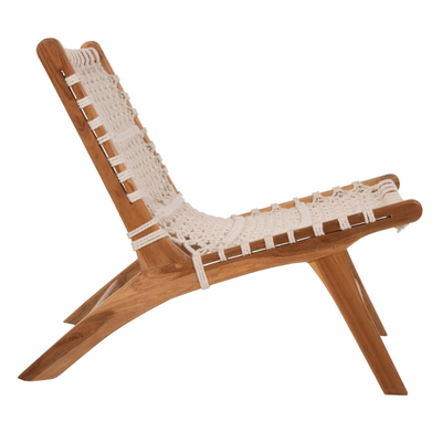 Karrige Antib druri teak natyral & litar i bardhë 65×78×68 cm (HM9466.01), bardhë