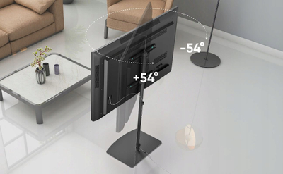 Stendë dyshemeje për TV ONKRON Slim, 30"-60", rrotullim dhe lartësi e rregullueshme, e zezë