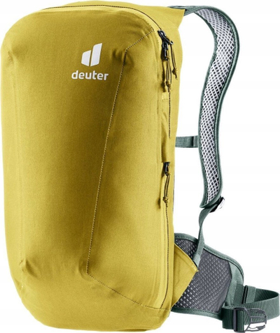 Çantë shpine biçiklete Deuter Plamort 12L, sistem Airstripes, rezistente ndaj ujit, e verdhë