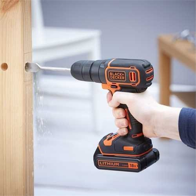 Makinë shpimi edhe vidhosje Black+Decker BDCD18K, 18V, bateri 1.5Ah, portokalli me të zezë