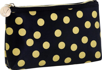 Çantë kozmetike Inter Vion Small Perfect Dots, najlon, me zinxhir, e zezë me pika të arta