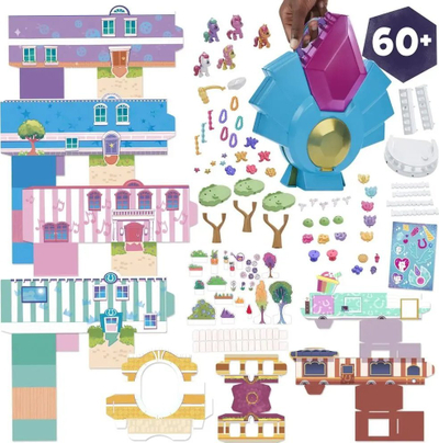 Set loje My Little Pony Mini World Magic Crystal Brighthouse, 5 mini kukulla, me aksesorë, shumëngjyrësh