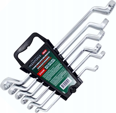 Set çelësa unazorë të lakuar Rockforce, 6 copë, 8–24 mm, çelik CrV