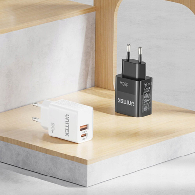 Karikues muri Unitek Y-PW21212, 20W, USB-A USB-C, i bardhë