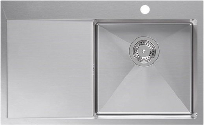 Lavabo kuzhine Quadron RUSSEL 111 SteelQ, çelik inox 1mm, sipërfaqe e furçuar, argjendtë