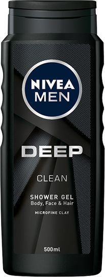 Xhel dushi Nivea Men Deep Clean, për trup, fytyrë edhe flokë, 500 ml