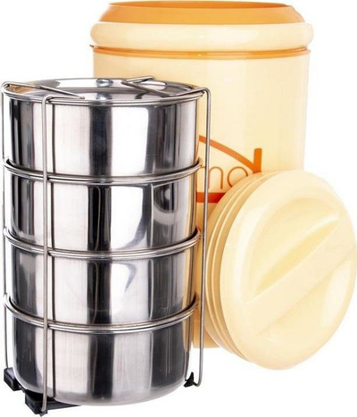 Enë termike për ushqim Orion, 4 nivele, 3.2 L, portokalli