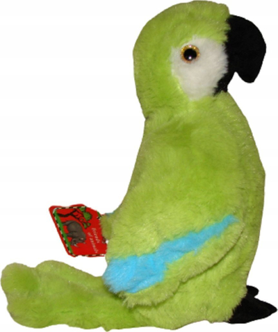 Lodër pelushi papagall Beppe Ara, me zë, 20 cm, e gjelbër
