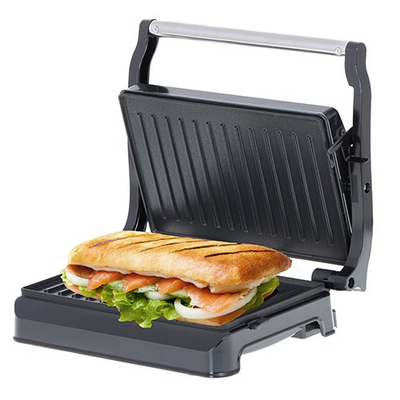 Grill elektrik Adler AD 3052, pllaka me veshje teflon, vrimë kullimi yndyre, i zi