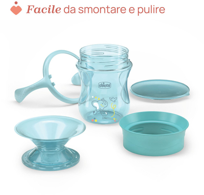 Чаша за тренирање Chicco Perfect 360, 200ml, со рачки, темно тиркизна