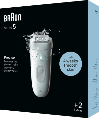 Епилатор Braun Silk-épil 5 5011, за нозе, електричен, бел