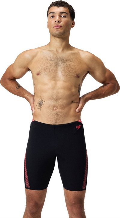 Костим за капење Speedo HyperBoom Splice Jammer, за мажи, црн со корална боја