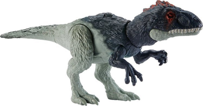 Figurë dinosauri Mattel Jurassic World Wild Roar Eocarcharia, tinguj dhe lëvizje, gri e zezë