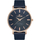Set ore dore për meshkuj G.Rossi Classic, mekanizëm quartz, rrip lëkure, blu bakri