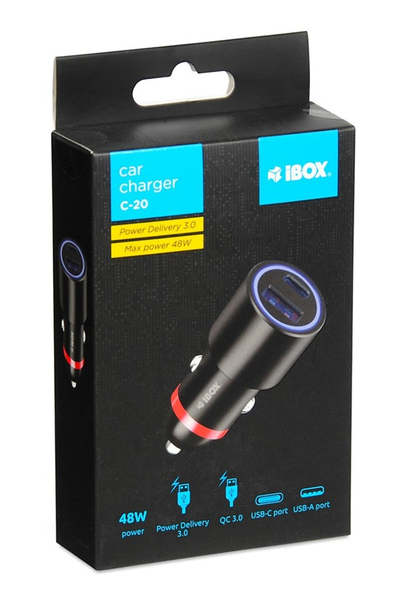 Karikues veture I-BOX C-20, 48W, USB-C dhe USB-A, i zi
