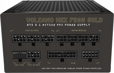 Furnizues energjie Modecom Volcano Hex 750W Gold ATX 3.1, 80 Plus Gold, modular, i zi