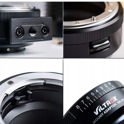 Adapter montimi Viltrox NF-FX1, Nikon F në Fujifilm X, kontroll diafragme, i zi