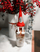 Mbulesë dekorative Krishtlindjesh Saska Christmas Mrs Claus, për shishe takëme dhe peceta, poliestër, e kuqe