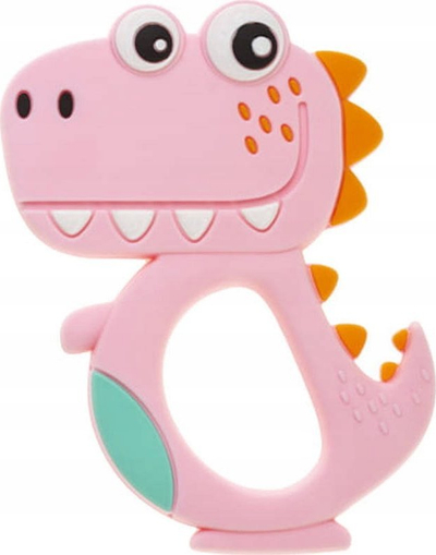 Uthullues dhëmbësh silikoni Bocioland Dino, dino rozë, 0m+