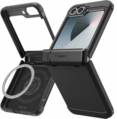 Mbulesë telefoni Spigen Tough Armor Pro Mag MagSafe për Galaxy Z Flip 6 7 FE, me unazë magnetike, e zezë