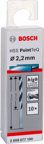 Set stërvitëse metali Bosch HSS PointTeQ, 2.2mm, 10 copa