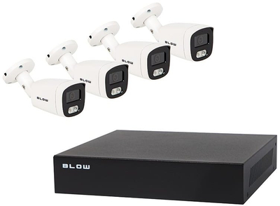 Set monitorimi PoE Blow, 4 kamera tub IP 5MP, NVR 9 kanale 1TB, i bardhë