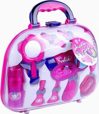 Set lodrash bukurie Little Beauty, valixhe me aksesorë, rozë