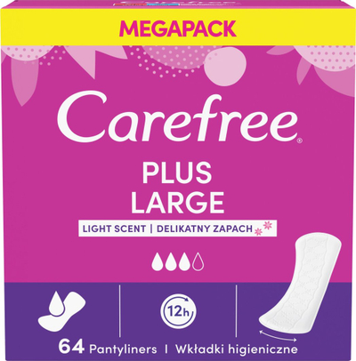 Peceta higjienike Carefree Plus Large Unscented, përditshme, 64 copë, të bardha
