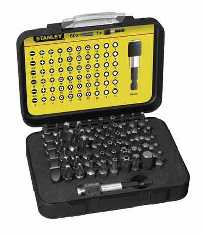 Set bitash Stanley 13-902, 61 copë, 1/4", me kuti praktike