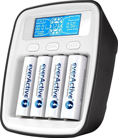 Karikues baterish EverActive NC-1000M, 4 kanale, ekran LCD, gri