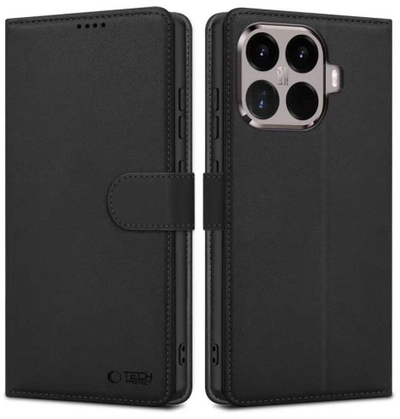 Këllëf portofol Tech-Protect për Xiaomi 15T Pro, me mbajtëse karta, lëkurë ekologjike, i zi