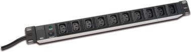 Kabllo vazhduese Digitus DN-95404, PDU, 19", 10 priza, e zezë