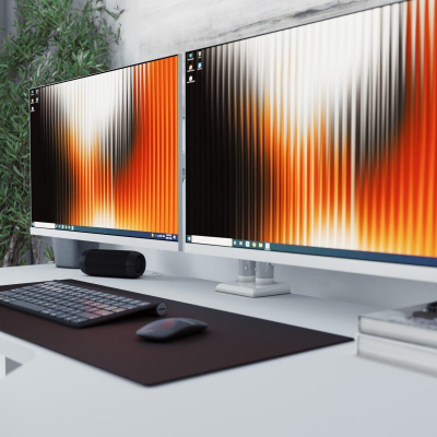 Mbajtëse monitori MarkAdler Flow 4.0, për dy monitorë 15"-32", VESA 75x75 100x100, gri e bardhë