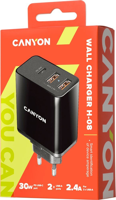 Karikues muri Canyon CNE-CHA08B, 30W, 1x USB-C 2x USB-A, i zi