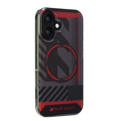 Kapak telefoni Audi IML Sport Hardcase, me MagSafe, për iPhone 16 6.1", i zi me të kuqe
