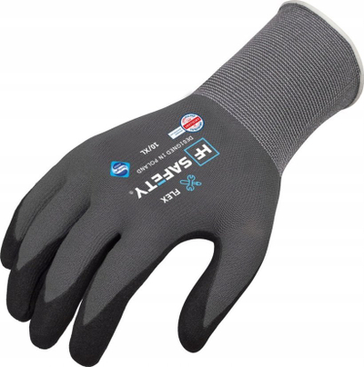 Doreza pune Extralink HF Safety Flex, madhësia 9 L, set me 12 palë, gri me të zezë
