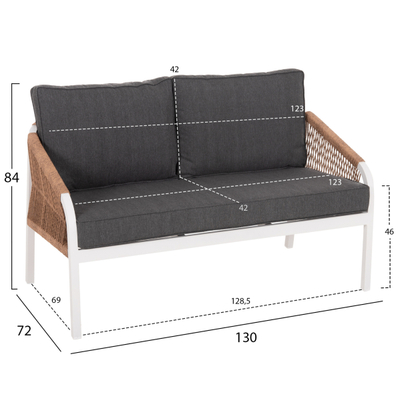 Sofa e jashtme 2-ulëse Maerly (HM6116.01), bardhë/ bezhë