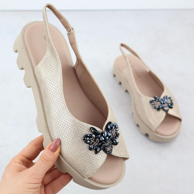 Sandale për femra JBUT Potocki Little Sandals, eco leather, bezhë