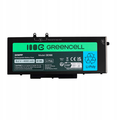 Bateri laptopi Green Cell DE166 për Dell, 4000mAh, 15.2V, e zezë